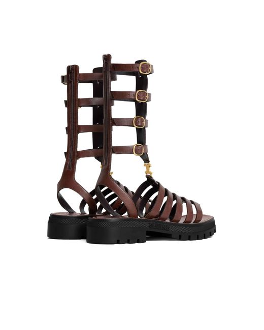 Céline White Clea Triomphe Gladiator Mid Sandal