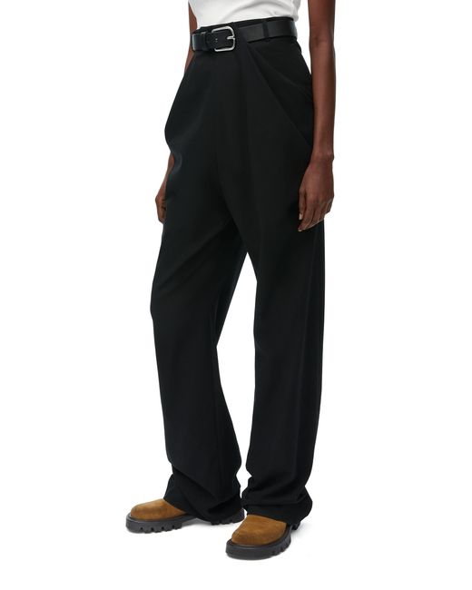 Loewe Black Belted Draped Trousers
