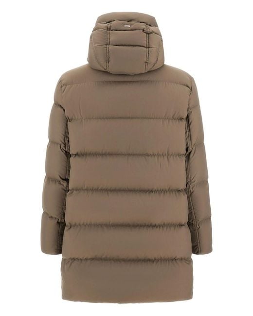 Herno Brown Polar-Tech Hooded Padded Coat for men
