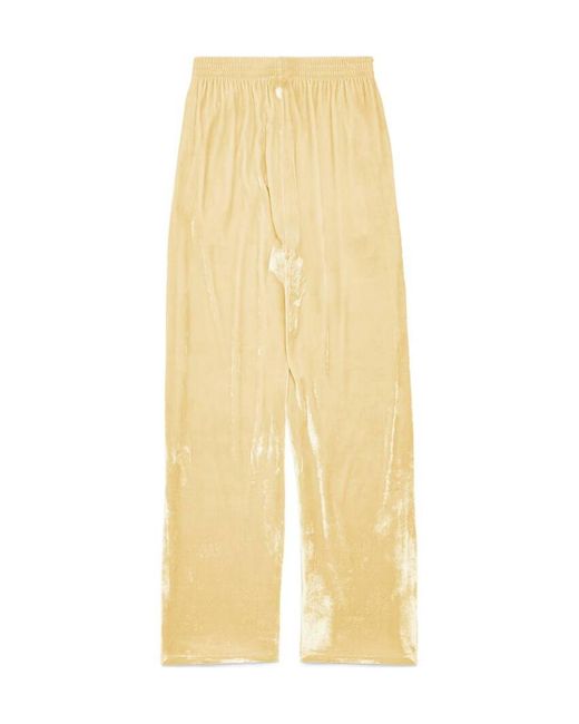 Balenciaga Yellow Velvet-Effect Elastic Waist Trousers for men