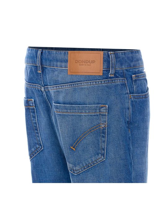 Dondup Blue Koon Button-Detailed Logo Patch Jeans