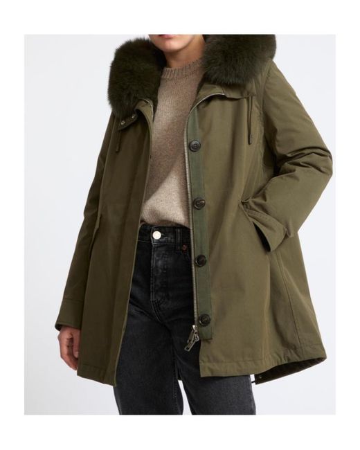 Yves Salomon Green Short Iconic Parka