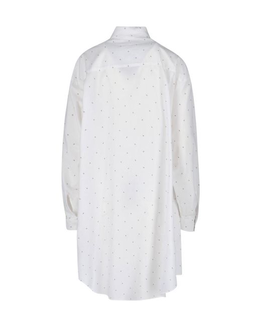 MM6 by Maison Margiela White Polka-Dot Cotton Shirt Dress