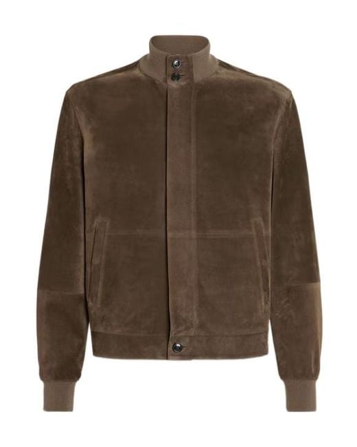 Zegna Brown Suede Leather Blouson for men