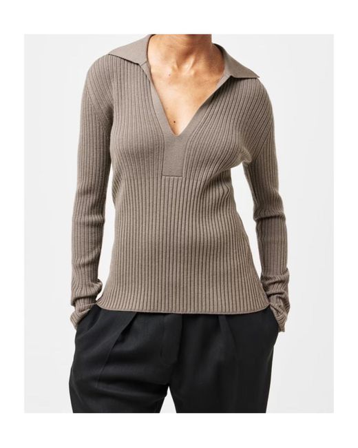 Joseph Brown Long-Sleeved Ribbed Sweater