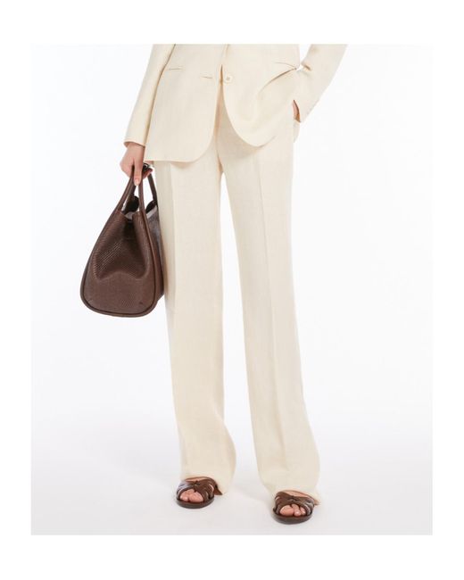 Max Mara White Studio Cordova Pleat Detailed Straight Leg Trousers
