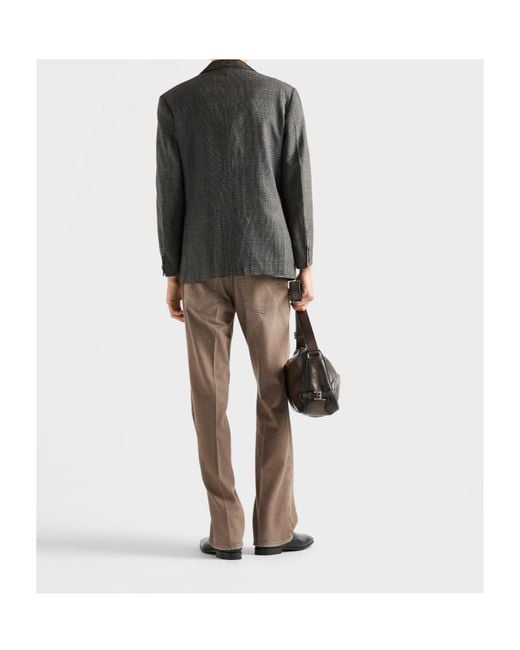 Prada Brown Five-Pocket Washed Denim Jeans for men