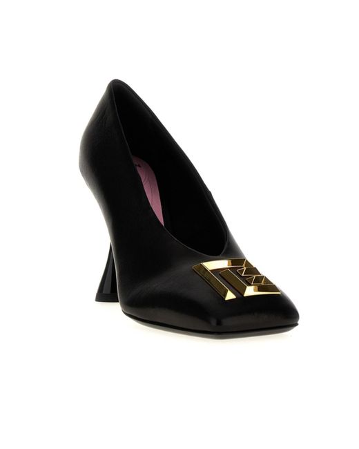 Balmain Black Eden Logo Plaque Pumps