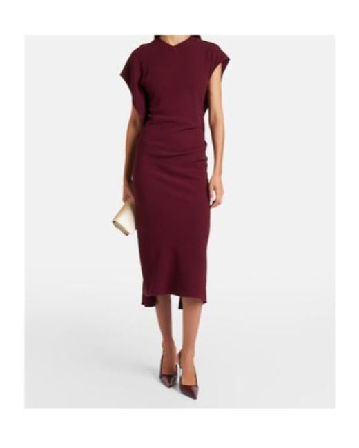 Victoria Beckham Red Victoria Draped Cady Midi Dress