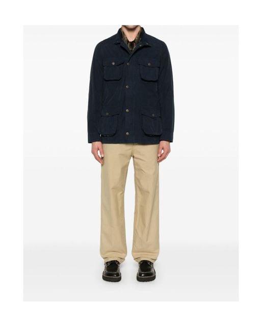 Barbour Blue Four-Pocket Field Jacket for men