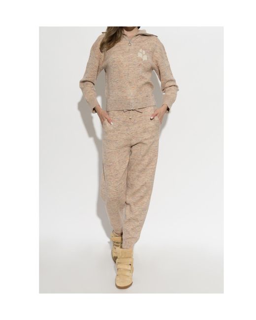 Isabel Marant Natural Koxy Logo-Patch Cardigan