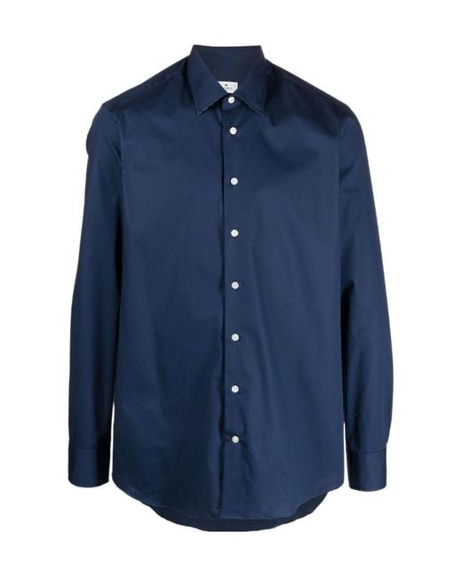 Etro Blue Buttoned Long-Sleeve Shirt for men