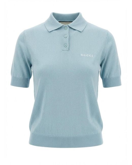 Gucci Blue Regular Fit Short-Sleeved Polo Shirt