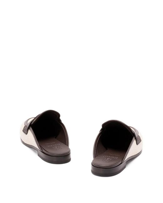 Brunello Cucinelli White Almond Toe Slip-On Mules