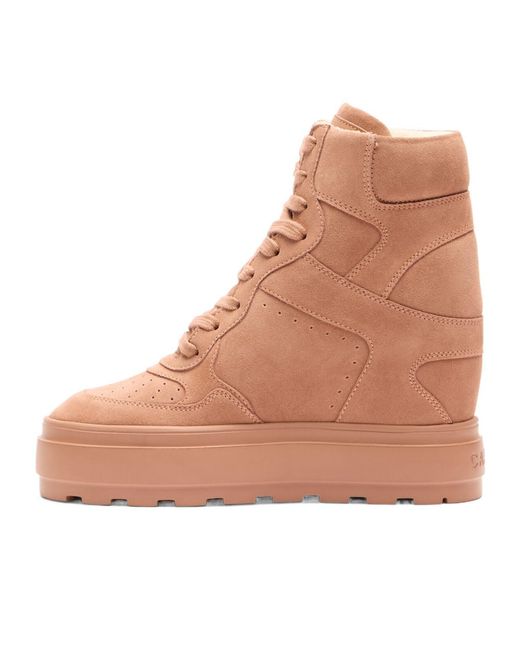 Casadei Brown Platform Wedge High-Top Sneakers