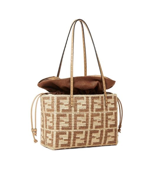 Fendi Metallic Small Roll Ff Crochet Drawstring Bucket Bag