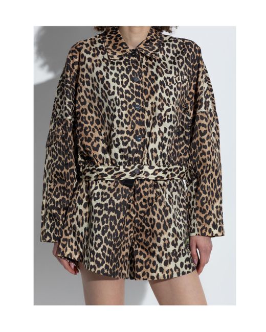 Ganni Black Leopard-Print Jacket