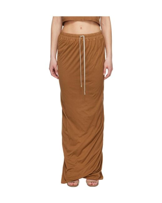 Rick Owens Brown Drawstring Skirt