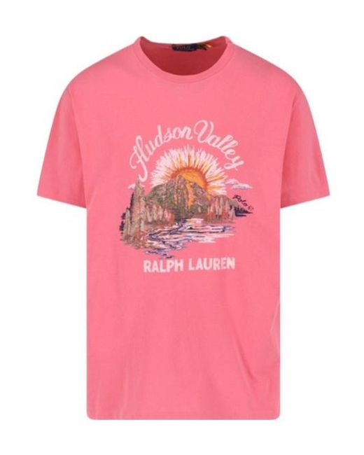 Polo Ralph Lauren Pink Graphic Printed Crewneck T-Shirt for men