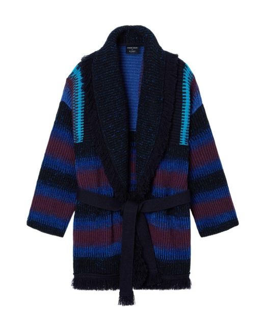 GIORGIO ARMANI X ALANUI Blue Giorgio Armani For Alanui Cashmere Blend Cardigan