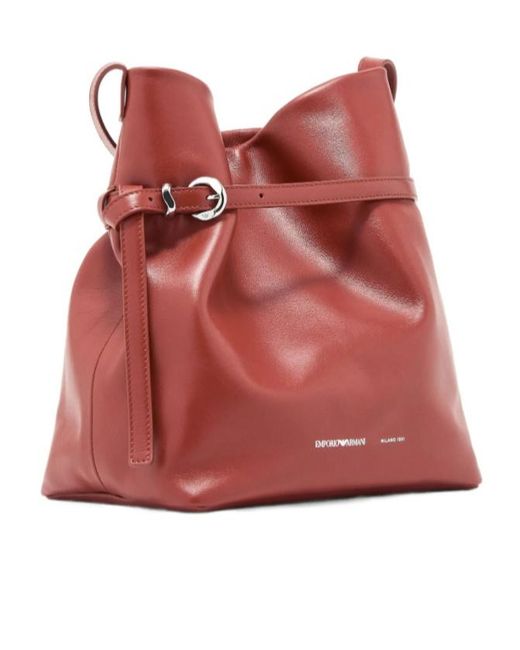 Emporio Armani Red Buckle-Detail Tote Bag