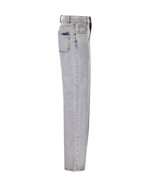 Fabiana Filippi Gray Five-Pocket Denim Trousers With Diamond Detailing