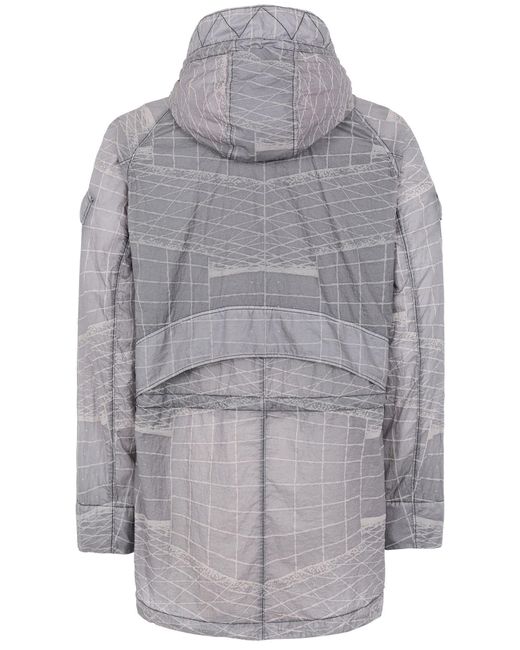 Stone Island Gray Reflective Grid Drawstring Jacket for men