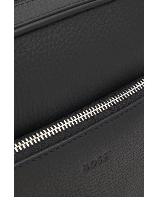 Boss Black Zippered Shoulder Bag for men