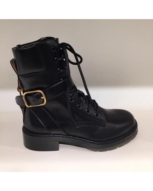 Chloé Black Chloé Diane Lace-Up Ankle Boots