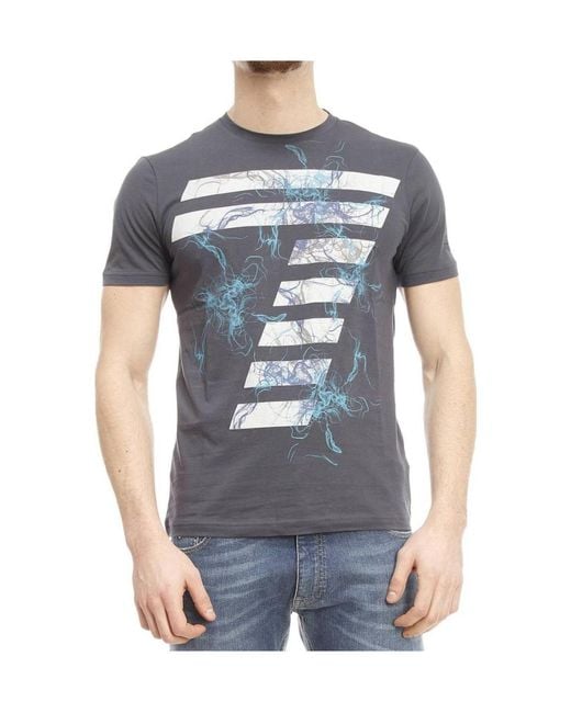 EA7 Gray Dark Logo Round Collar T-Shirt for men