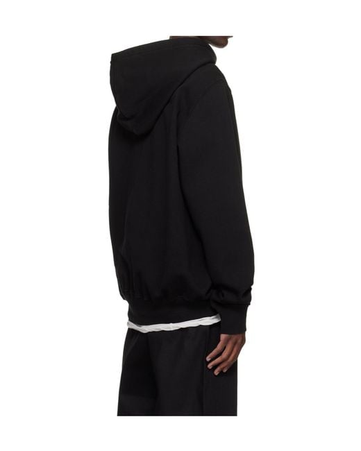 Rick Owens Black Oversized Printed Hoodie for men