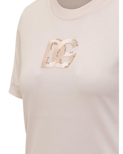 Dolce & Gabbana White Logo Embellished T-Shirt