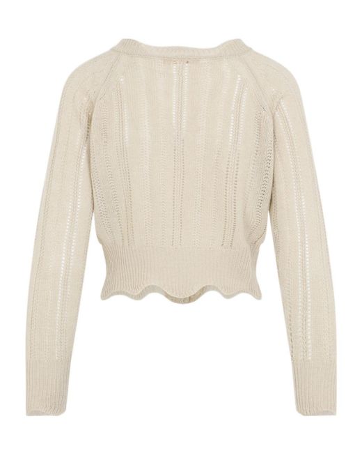 Ermanno Scervino Natural Aphyi Lace Knit Cardigan