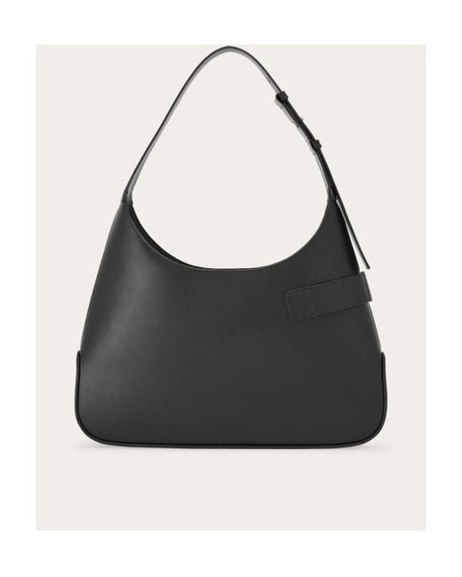 Ferragamo Black Hobo Large Shoulder Bag