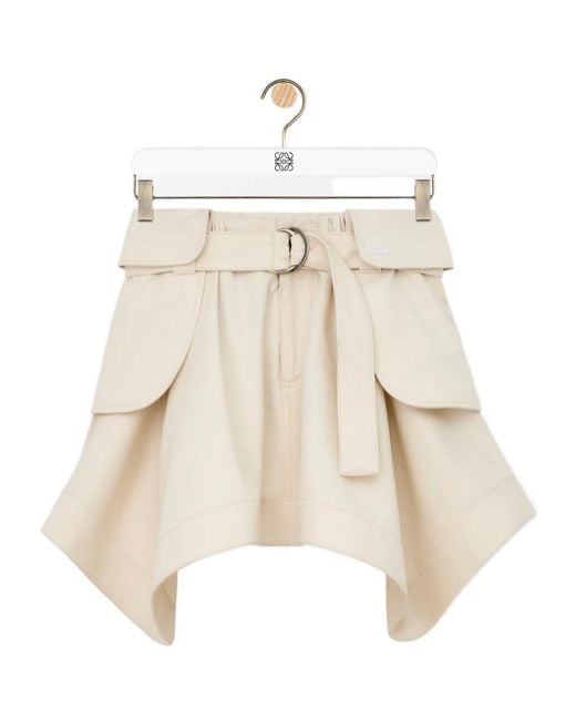 Loewe Natural Cargo Belted Cotton Mini Skirt