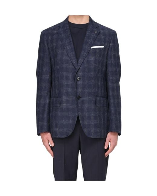 Boss Blue Checked Blazer for men