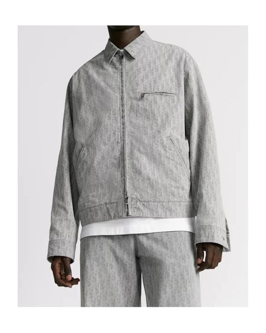 Dior Gray Homme Oblique Zipped Blouson Jacket for men