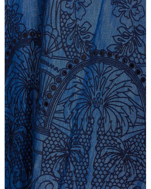 Zimmermann Blue Coco Embroidered Denim Dress
