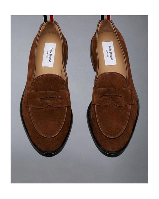 Thom Browne Brown Rwb Striped Varsity Penny Loafers for men