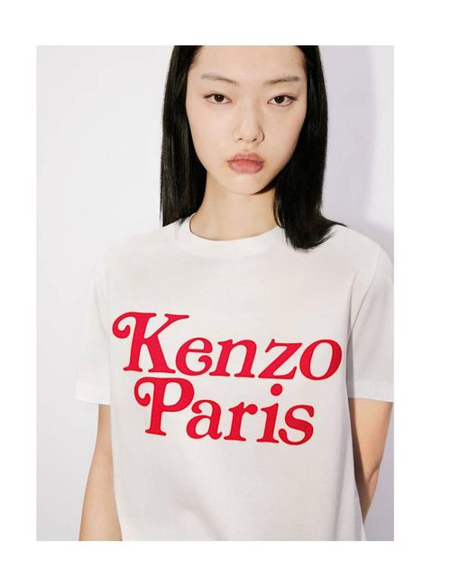 KENZO White Logo Printed Crewneck T-Shirt