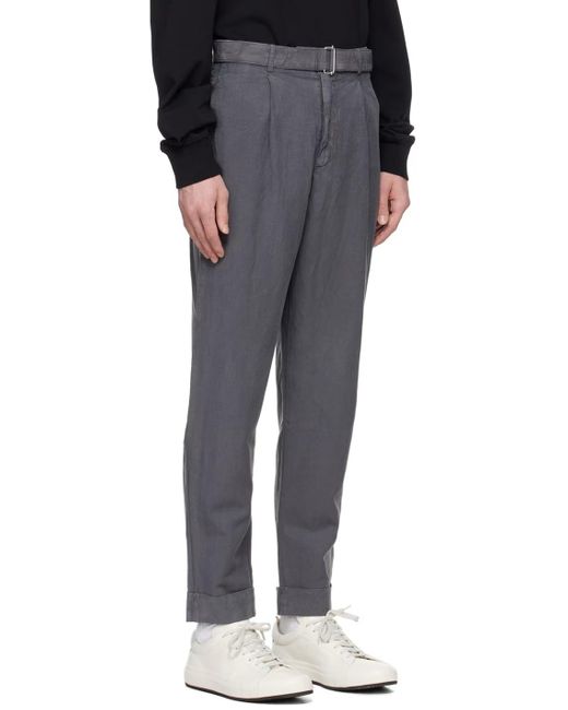 Officine Generale Gray Belt Loops Slacks for men