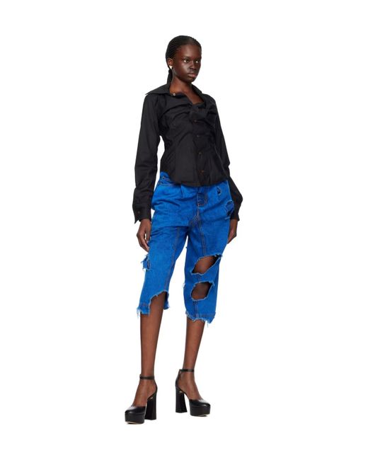 Vivienne Westwood Blue Drunken Draped Shirt