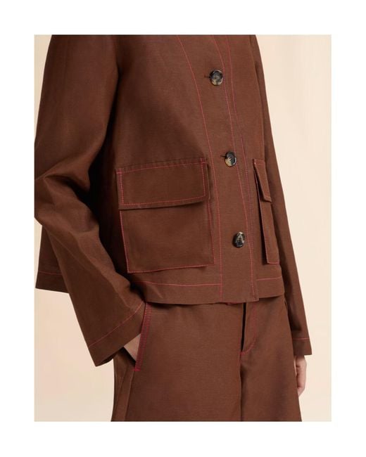 Marni Brown Contrast Stitch Boxy Jacket