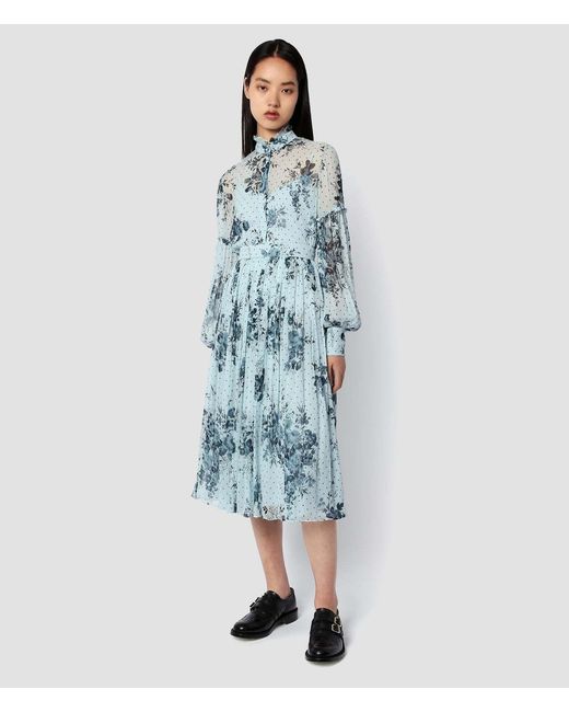 Erdem Blue Pleated Mid-Length Skirt