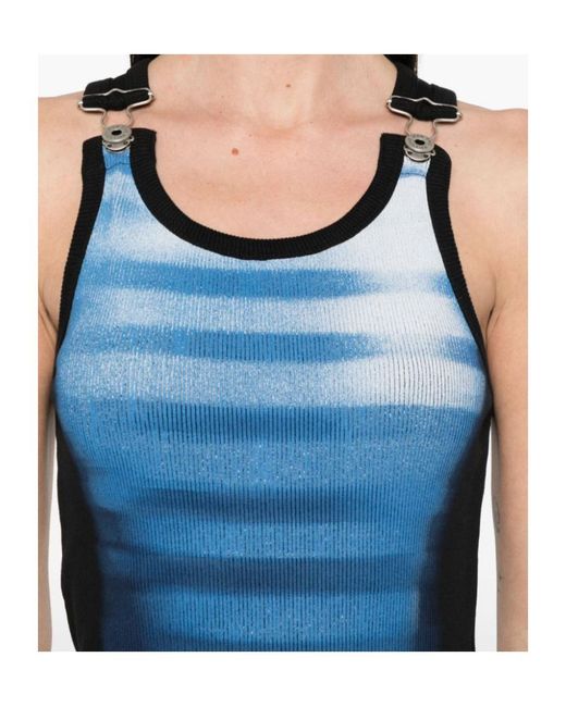 Jean Paul Gaultier Blue Swimsuit-Print Sleeveless Maxi Dress