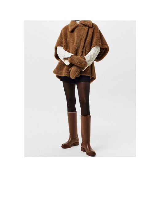 Max Mara Brown Monogram Embossed Knee-High Leather Boots