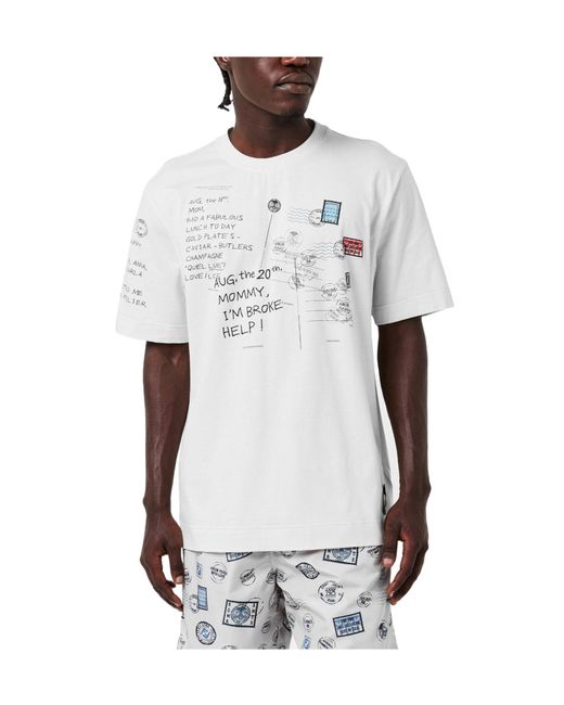 Fendi White Postcard Regular Fit T-Shirt for men
