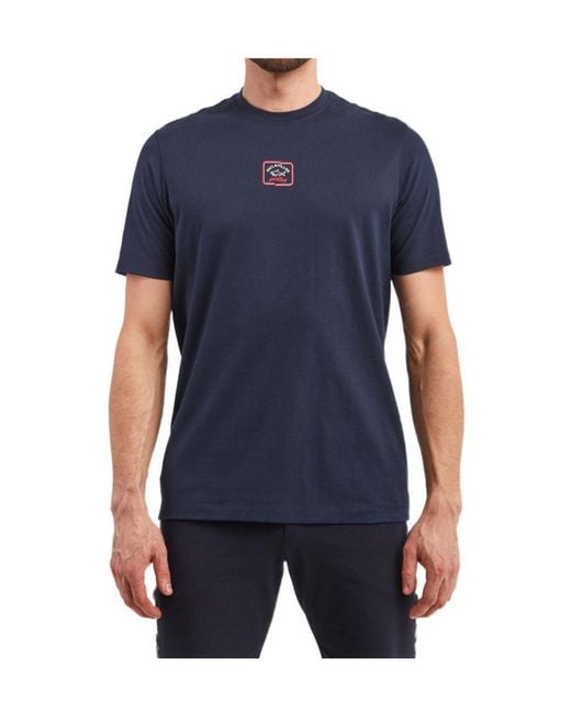 Paul & Shark Blue T-Shirt With Round Neck And Short Sleeves for men