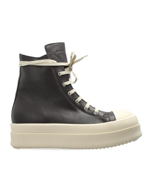 Rick Owens Black Round-Toe High-Top Casual Shoes for men