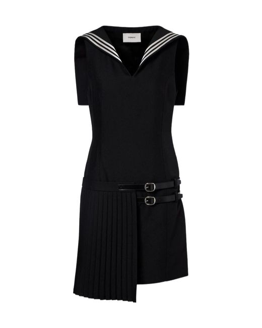 Coperni Black Belted Ruffle Dress